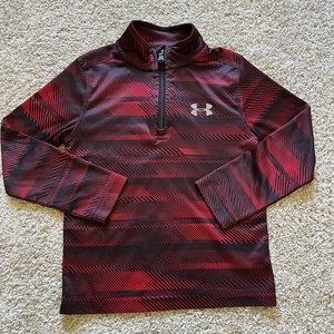 Under Armour Youth Kids 1/4 Zip Lightweight Pullover Size 5 Red Black